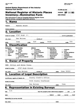 National Register of Historic Places Inventory—Nomination Form 1