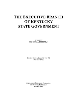The Executive Branch of Kentucky State Government