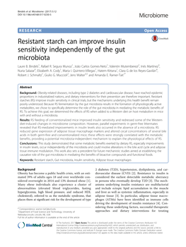 Resistant Starch Can Improve Insulin Sensitivity Independently of the Gut Microbiota Laure B