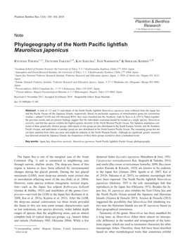 Phylogeography of the North Pacific Lightfish Maurolicus Japonicus