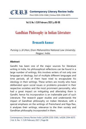 Gandhian Philosophy in Indian Literature