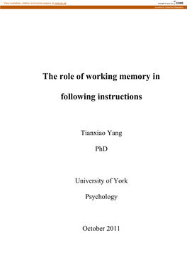 The Role of Working Memory in Following Instructions