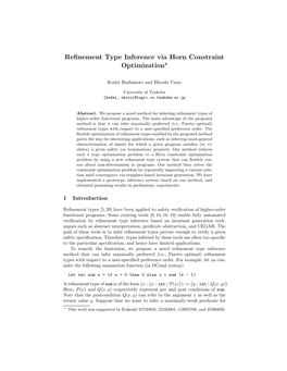 Refinement Type Inference Via Horn Constraint Optimization⋆
