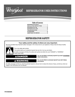 Whirlpool Refrigerator Repair Manual 6WSC20C6XB00 6WSC20C6XD00