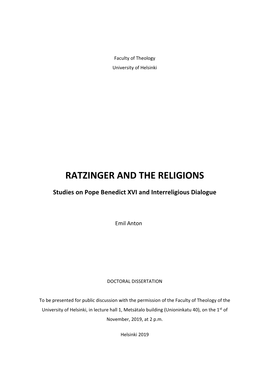 RATZINGER and the RELIGIONS: Studies on Pope Benedict XVI And