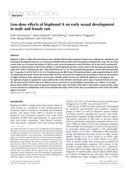 Low-Dose Effects of Bisphenol a on Early Sexual Development in Male and Female Rats