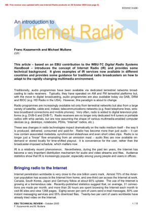 An Introduction to Internet Radio
