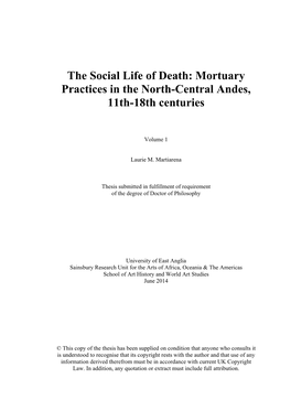 Mortuary Practices in the North-Central Andes, 11Th-18Th Centuries