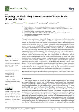 Mapping and Evaluating Human Pressure Changes in the Qilian Mountains