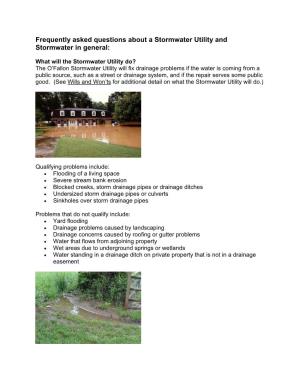 Frequently Asked Questions About a Stormwater Utility