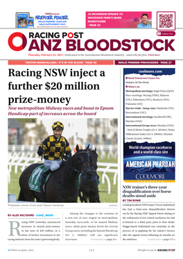 Racing NSW Inject a Further $20 Million Prize-Money | 2 | Thursday, February 25, 2021