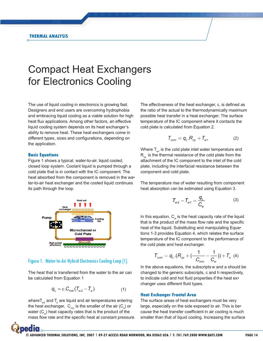Compact Heat Exchangers for Electronics Cooling