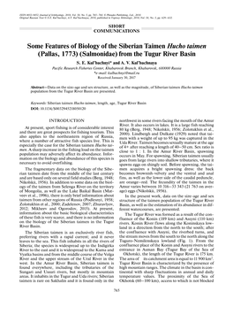 Some Features of Biology of the Siberian Taimen Hucho Taimen (Pallas, 1773) (Salmonidae) from the Tugur River Basin S