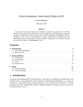 Fermi Estimates: from Harry Potter to ET