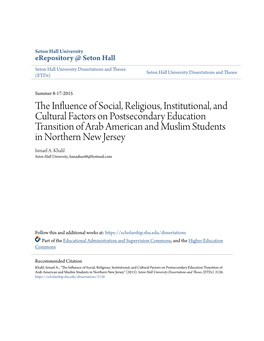 The Influence of Social, Religious, Institutional, and Cultural Factors On