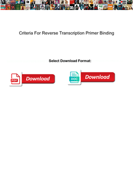 Criteria for Reverse Transcription Primer Binding