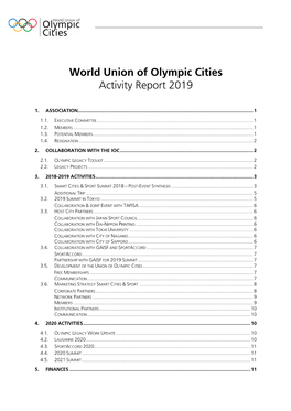 World Union of Olympic Cities Activity Report 2019