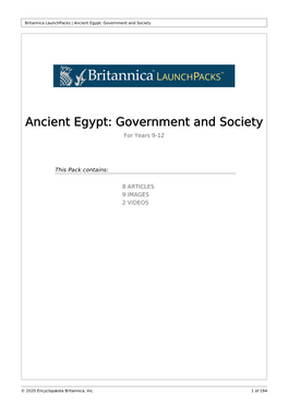 Ancient Egypt: Government and Society