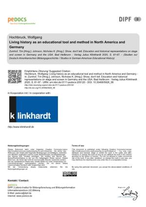 Living History As an Educational Tool and Method in North America and Germany Zumhof, Tim [Hrsg.]; Johnson, Nicholas K