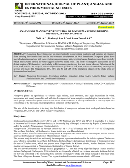 Analysis of Mangrove Vegetation of Diviseema