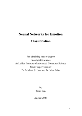 Neural Networks for Emotion Classification
