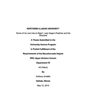 NORTHERN ILLINOIS UNIVERSITY a Thesis Submitted to the University
