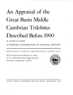 An Appraisal of the Great Basin Middle Cambrian Trilobites Described Before 1900