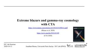 Extreme Blazars and Gamma-Ray Cosmology with CTA (Biteau Et Al