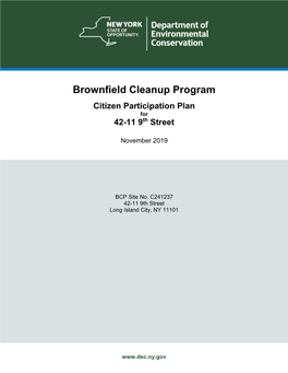 Brownfield Cleanup Program Citizen Participation Plan for 42-11 9 Th Street