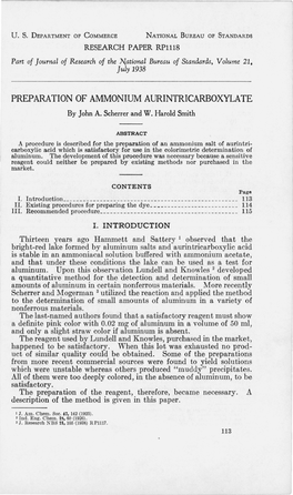 PREPARATION of AMMONIUM AURINTRICARBOXYLATE by John A