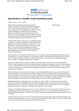 Sparklehorse Founder Made Haunting Music Page 1 of 2