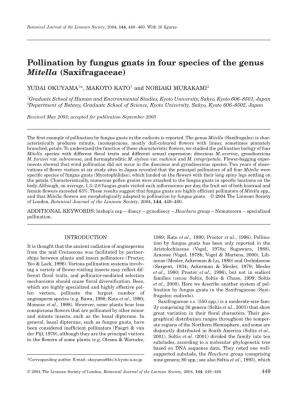 Pollination by Fungus Gnats in Four Species of the Genus Mitella (Saxifragaceae)