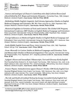 Sources and Analogues of Chaucer's Canterbury Tales [By] Carleton Brown [And Others] Edited by W.F