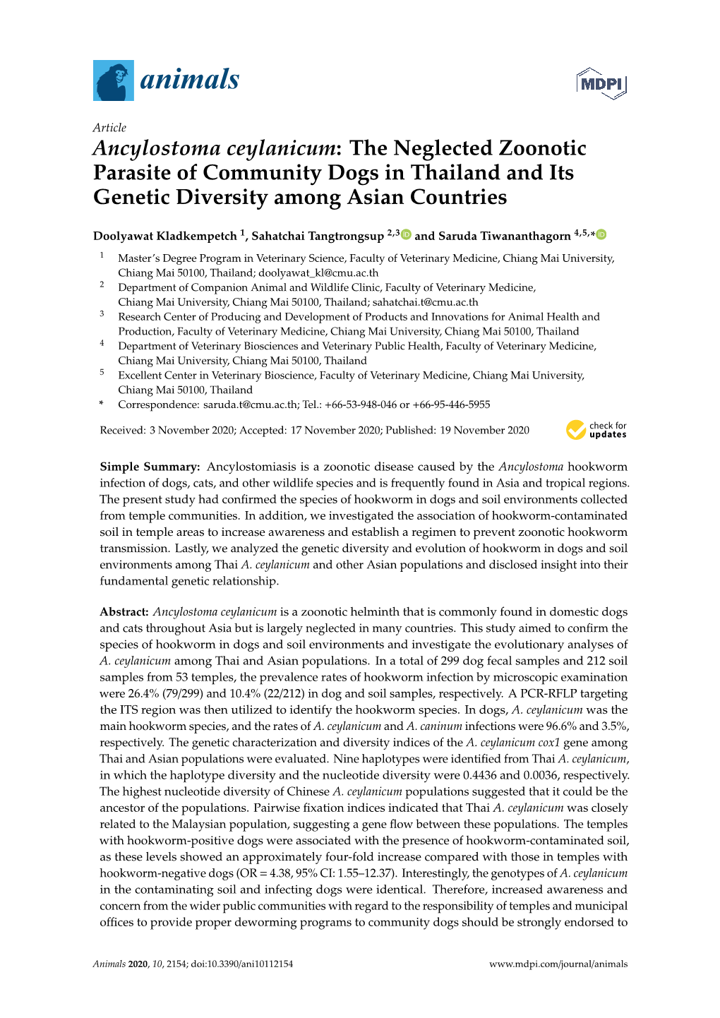 ancylostoma-ceylanicum-the-neglected-zoonotic-parasite-of-community