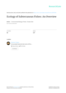 Ecology of Subterranean Fishes: an Overview