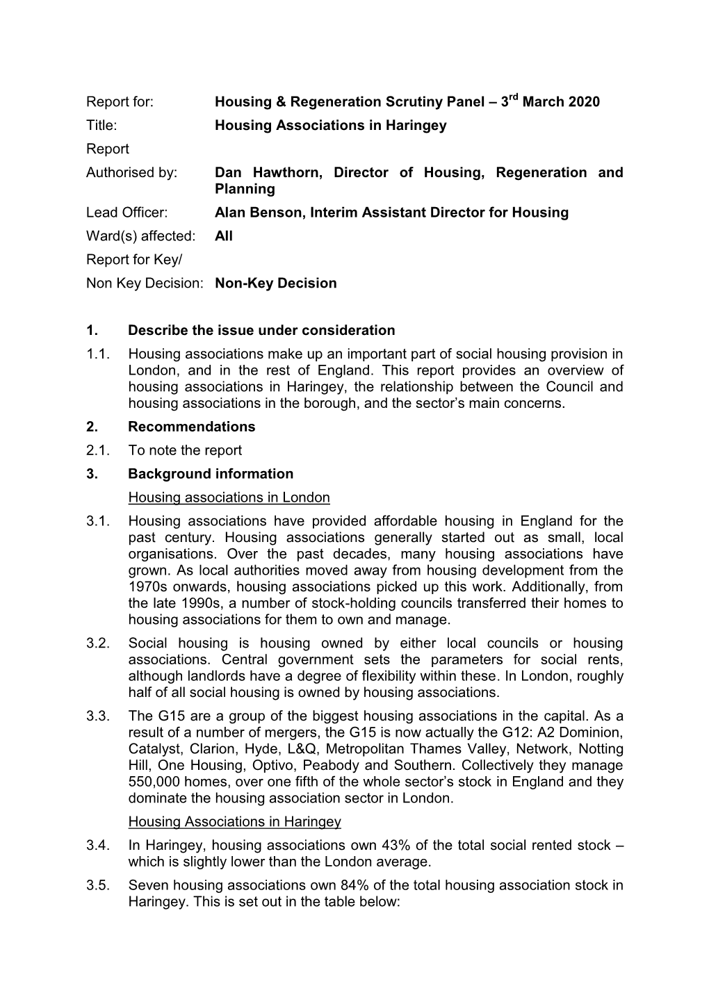 Housing Associations in Haringey Report Authoris