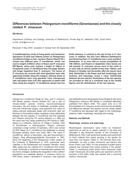 Differences Between Pelargonium Moniliforme (Geraniaceae) and the Closely Related P