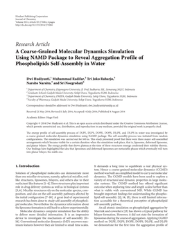 A Coarse-Grained Molecular Dynamics Simulation Using NAMD Package to Reveal Aggregation Profile of Phospholipids Self-Assembly in Water