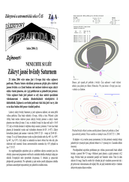 Zákryt Jasné Hvězdy Saturnem