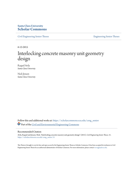 Interlocking Concrete Masonry Unit Geometry Design Raquel Avila Santa Clara Univeristy