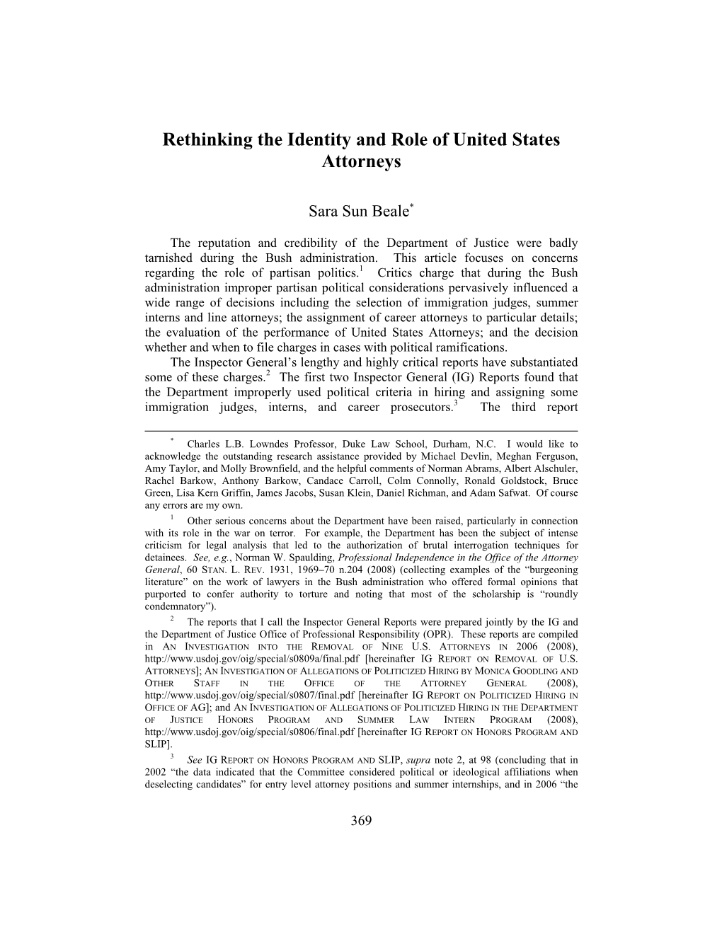 Rethinking the Identity and Role of United States Attorneys