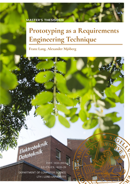Prototyping As a Requirements Engineering Technique Franz Lang, Alexander Mjöberg