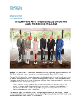 Museum of Fine Arts, Houston Breaks Ground for Nancy and Rich Kinder Building