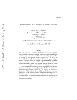 Arxiv:1805.06312V2 [Hep-Th] 24 Aug 2018 Hw Htti Inﬂpi Nieial Osqec Fteeuclidean the of Consequence Inevitable an Is Algebra