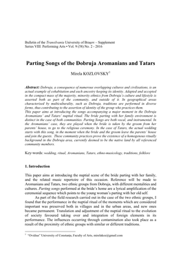 Kozlovsky, M.: Parting Songs of the Dobruja Aromanians and Tatars