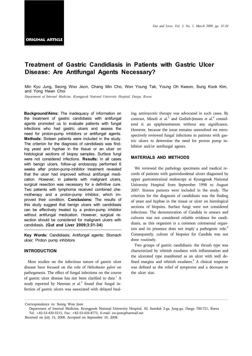 Treatment of Gastric Candidiasis in Patients with Gastric Ulcer Disease: Are Antifungal Agents Necessary?