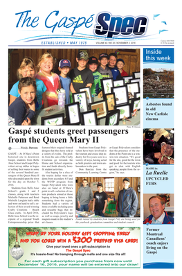 Gaspé Students Greet Passengers from the Queen Mary II