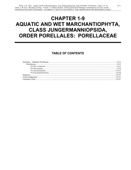 Aquatic and Wet Marchantiophyta, Class Jungermanniopsida, Order Porellales: Porellaceae