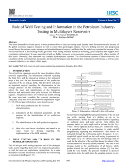 Role of Well Testing and Information in the Petroleum Industry- Testing in Multilayers Reservoirs Assoc