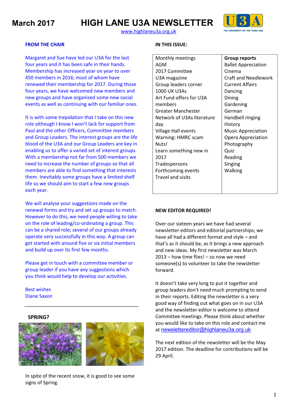 High Lane U3a Newsletter